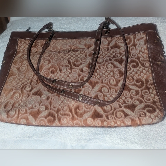 Isabella Fiore Brown Tote Bag with Vintage-Inspired Design Y2K - Picture 8 of 11